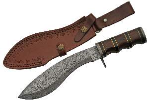 12.5" Damascus Steel Fancy Kukri Knife