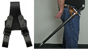 5" LEATHER BELT FROG FOR SWORD